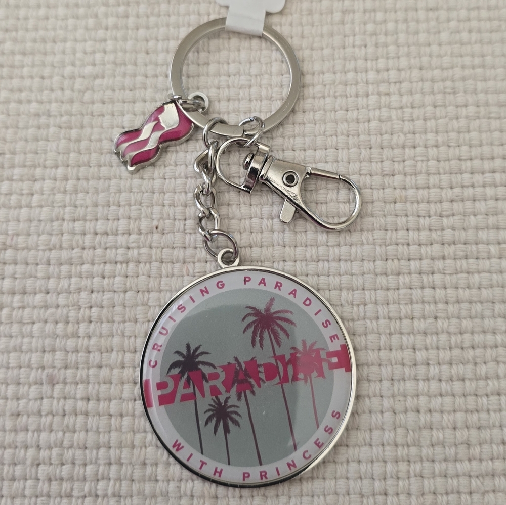 Princess Cruise Chic Keychain with Pink and Gray Accents